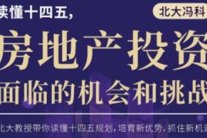 北大冯科真知灼见：读懂十四五，房地产投资面临的机会和挑战