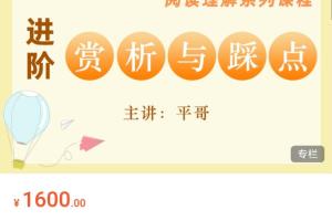 平哥阅读素养课进阶课：赏析与踩点阅读理解系列课程