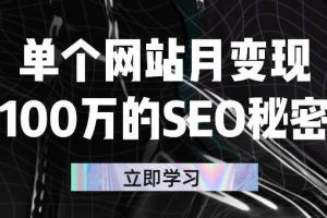 月入百万的网站SEO优化方案教程