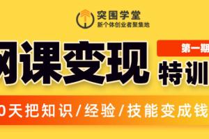 突围学堂：2022网课变现特训营，10天把知识/经验/技能变成钱