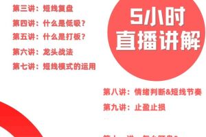 得哥论股：短线游资炒股课（13节课）