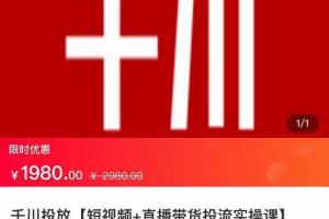 七巷社·千川投放短视频 直播带货投流实操课（2022最新）