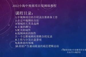 小淘学社7月收费项目：2022玩赚中视频保姆级教程（10节课)