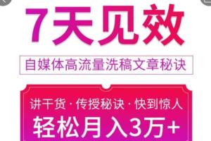 自媒体洗稿文章赚钱教程，7天见效轻松月入3万