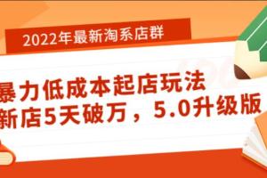 2022年最新淘系店群低成本起店教程，新店5天破万，5.0升级版