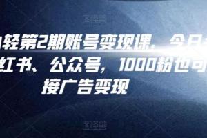 汤小小账号变现课第2期，头条、小红书、公众号一起变现