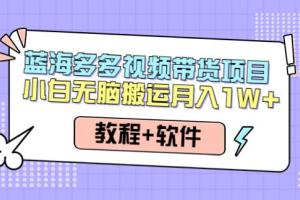 多多视频带货项目，无脑搬运月入10000