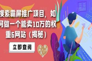 搜索霸屏怎么做到的？解密做一个能卖10万的权重6网站（2023最新）