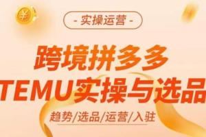 跨境拼多多TEMU实操与选品课程，​快速掌握平台运营方法技巧