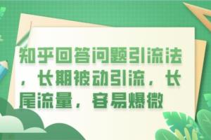知乎回答问题引流教程，长期被动引流