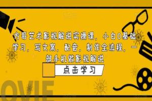 方哥艺术影视解说实操课：写文案，配音，制作全流程，一部手机做影视解说