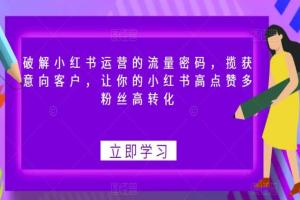 破解小红书运营的流量密码，让你的小红书高点赞多粉丝高转化
