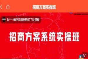 一度招商·招商方案系统实操班(价值1980元)