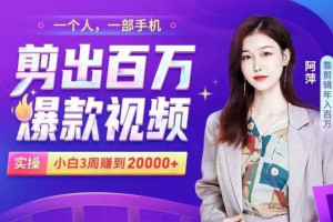 阿萍剪辑视频教程技术_小白也能月入两万的百万爆款视频剪辑课程