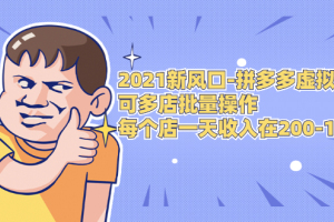 2021拼多多虚拟网店_可多店批量操作每个店日赚在200-1000