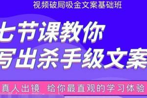 张根视频破局吸金文案班：7节课教你写出杀手级文案(附67页文案训练手册)