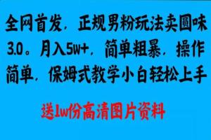 全网首发正规男粉玩法卖圆味3.0，月入5W ，保姆式教学（带1W素材）