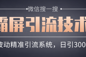 微信搜一搜霸屏引流技术:快速打造被动日引300 精准流量系统