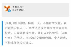 不死鸟韦一：208点成交量战法 8大成交量规律 5日黄金复盘