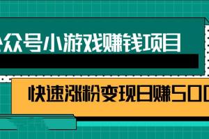 公众号小游戏赚钱项目，快速涨粉变现日赚500