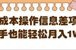 零成本操作信息差项目，新手也能轻松月入1W