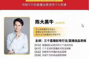 陈大黑牛·直播带货运营入门课：手把手教你打造月销百万直播间