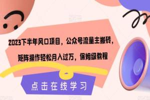 2023下半年公众号流量主搬砖赚钱项目，保姆级教程