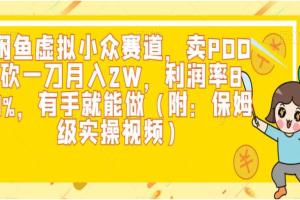 闲鱼卖PDD砍一刀月入2W项目，利润率80%，有手就能做（附：保姆级实操视频）