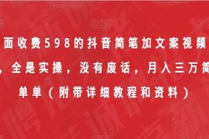 抖音简笔加文案视频教程，月入三万简简单单（附带详细教程和资料）