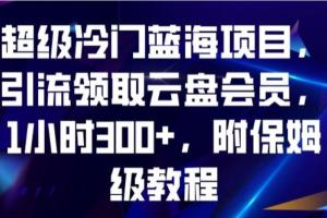 云盘会员领取超级冷门蓝海赚钱项目，1小时300 ，附保姆级教程