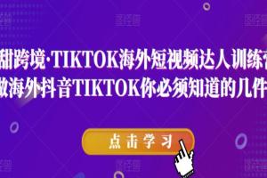 道甜跨境·TIKTOK海外短视频达人训练营