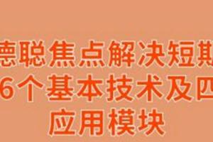 张德聪·焦点解决短期治疗系列短期课，6个基本技术及四大应用模块