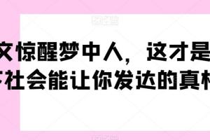 一文惊醒梦中人·这才是当下社会能让你发达的真相（公众号付费文章）