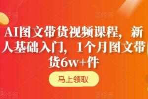 AI图文带货入门课程，1个月图文带货6w 件