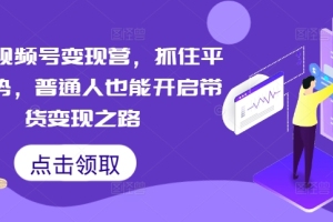 微信视频号变现营,抓住平台优势,普通人也能开启带货变现之路