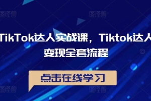 ikTok达人实战课，Tiktok达人变现全套流程