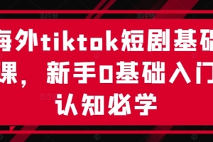 海外tiktok短剧基础课，零基础学员入门指南【项目解析】