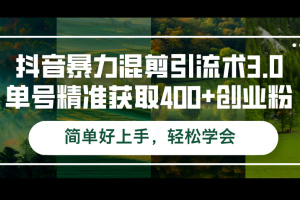 快速学会抖音暴力混剪引流术3.0，轻松获取400 创业粉，项目拆解一步到位