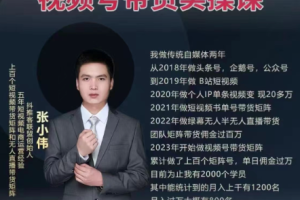 学习张小伟视频号带货技巧,掌握无人直播、书单号卖货等实操方法【九月最新】