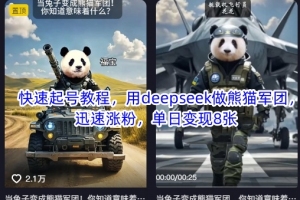 利用deepseek技巧，快速打造熊猫军团，快速吸粉，实现单日8张变现【秘籍揭秘】