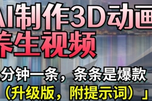 AI制作3D动画养生视频，每三分钟一部，每一部都是爆款(升级版，带有提示词)【全新解密】