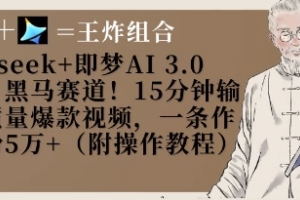 深度挖掘AI3.0的黑马赛道：15分钟创作高质量爆款视频，一次涨粉5W【全面解析】