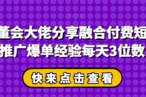 私董会高管揭秘融合付费短剧推广成功秘诀，每日销售额破千【精华分享】
