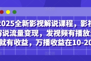 未来影视解说课程,如何实现影视解说流量变现?播放量即收益,万播可赚10-20元