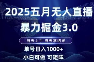 未来直播暴力掘金3.0：2025年五月无人上手，日入1k的秘密揭示【详解】