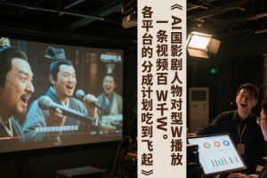 AI三国影视剧人物对口型唱歌玩法，视频破亿播放，平台分成计划曝光【详解】