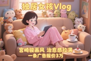 AI制作的独居女孩Vlog,宫崎骏风格,治愈感十足,账号涨粉71W,广告报价3W【全面解析】
