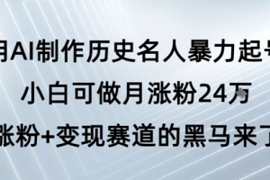 AI带你探索历史名人的暴力传奇，轻松涨粉24W月涨粉【揭秘黑马变现赛道】