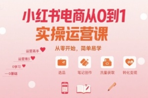 学习小红书电商运营的简单入门课程，零基础快速掌握