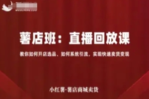 小红薯薯店商城直播课:开店选品、系统引流,快速实现变现效果